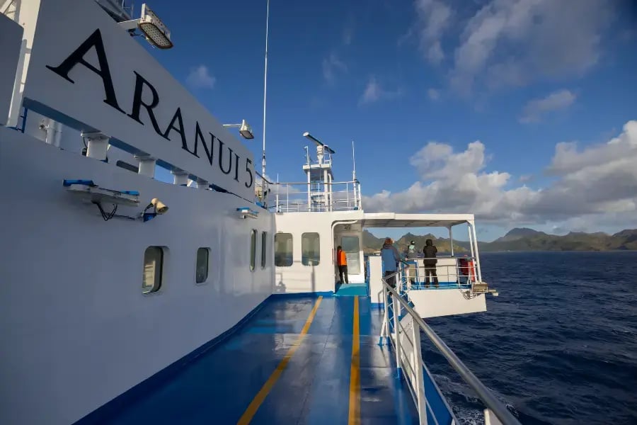 Dekk område på Aranui 5.
