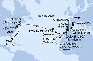 Transatlantisk med MSC Meraviglia