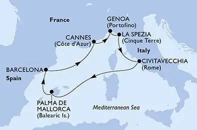 Tre generasjoner i Middelhavet – seilingskart