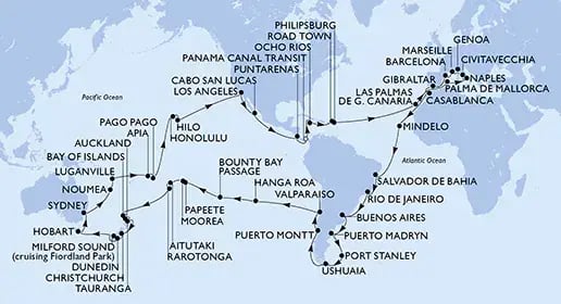 Verdens Cruise 2027 med MSC Magnifica