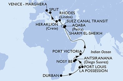 Durban–Venezia 2027 med MSC Armonia