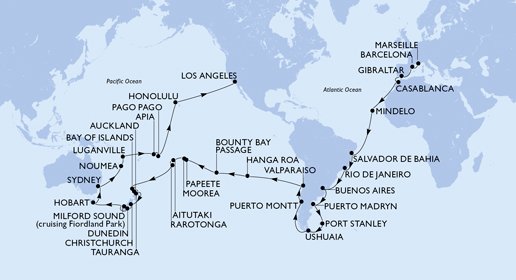 Jorden rundt, del 1: Marseille–Los Angeles med MSC Magnifica