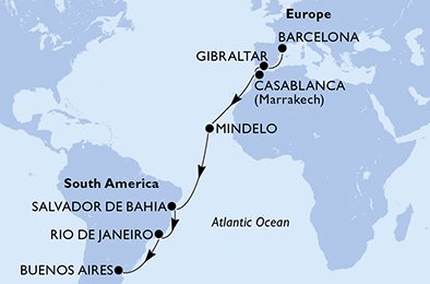 Barcelona–Buenos Aires, åpningen av verdensseilasen med MSC Magnifica
