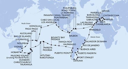 Jorden rundt 2027 med MSC Magnifica med MSC Magnifica