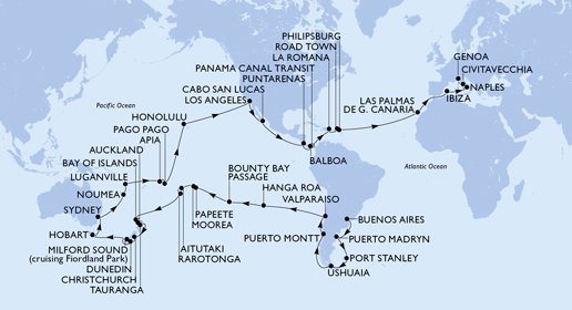 Jorden rundt, del 2: Buenos Aires–Genova med MSC Magnifica