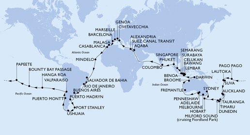 Jorden rundt 2029 med MSC Magnifica med MSC Magnifica
