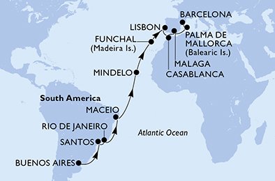 Buenos Aires–Barcelona, 24 netter med MSC Seaview