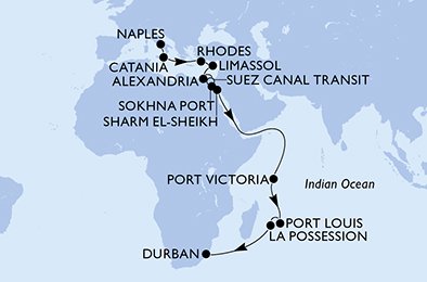 Europa–Durban 2027 med MSC Sinfonia