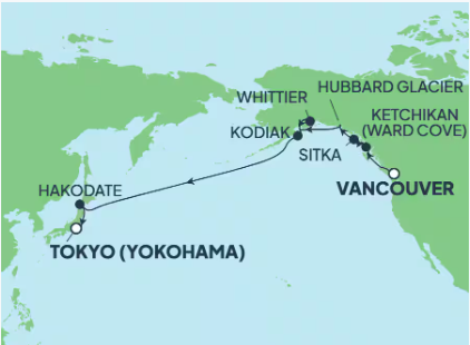 NCLJade seilingsrute vancouver til Tokyo