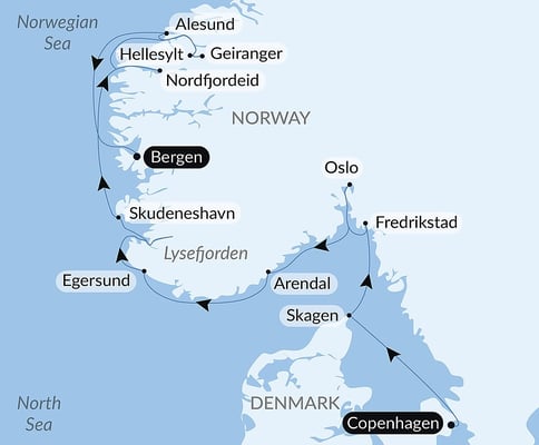 København til Bergen via Oslo og fjordene med Le Champlain