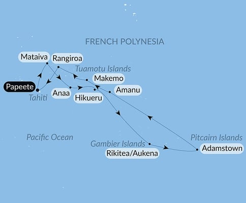 Tuamotu, Gambier og Pitcairn med Le Jacques Cartier