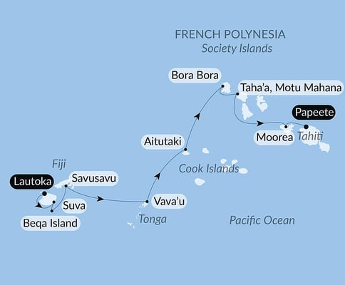 Fra Fiji til Tahiti via Tonga og Cookøyene med Le Paul Gauguin