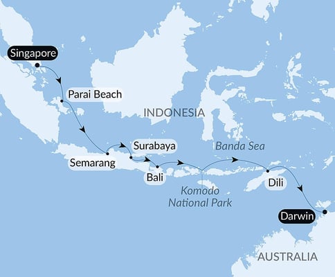 Singapore til Darwin via Java og Bali med Le Paul Gauguin