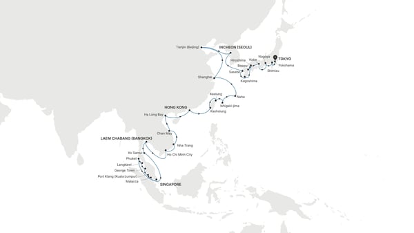 Grand Voyage 2028: Asia, Singapore til Tokyo med Silver Muse
