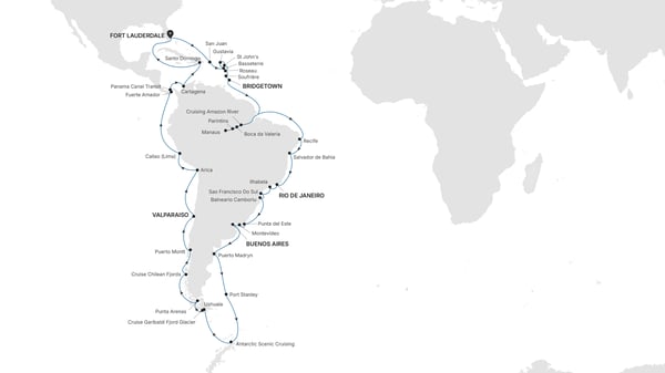 Grand Voyage 2029: Sør-Amerika og Antarktis fra Fort Lauderdale med Silver Nova