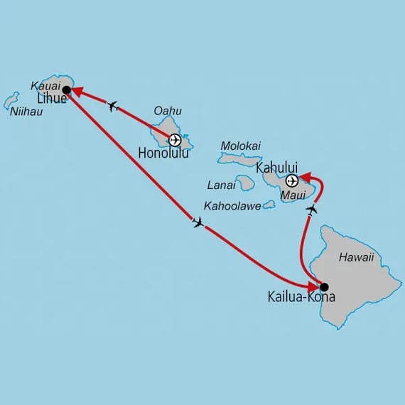 Kart over reiserute på dett reiseforslaget