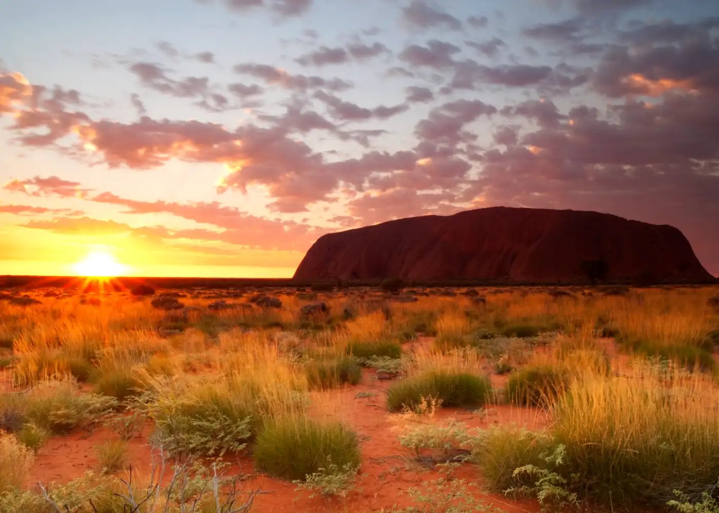 Uluru i Solnedgang.