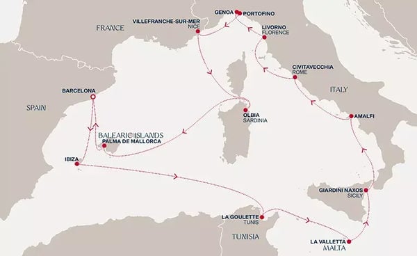 Middelhavet rundt: 13 havner på 14 netter med Explora I