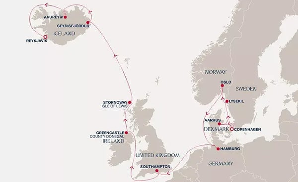 Nordens kyster og Island: København til Reykjavik med Explora IV