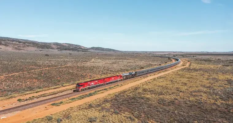 The Ghan kjører gjennom Flinders Ranges