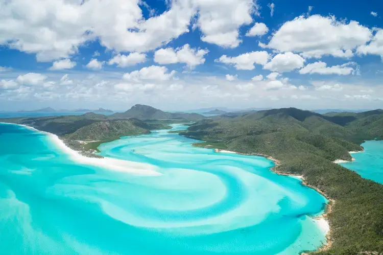Whitehaven beach sett fra luften.